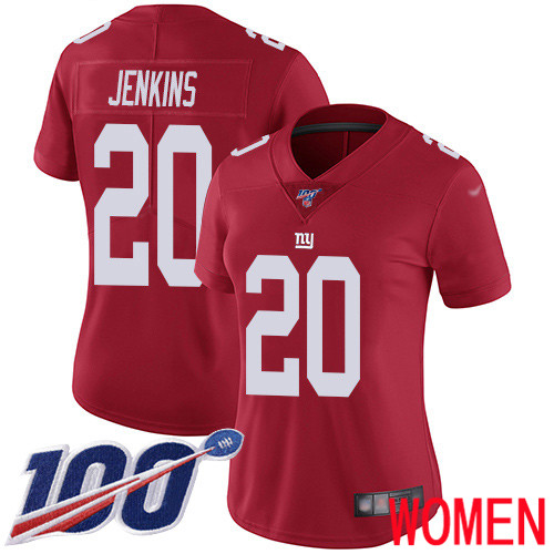 Women New York Giants #20 Janoris Jenkins Red Limited Red Inverted Legend 100th Season Football NFL Jersey